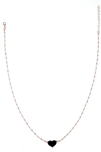 Collana Prega&Ama in argento925 con cuore smaltato nero - cod.61069