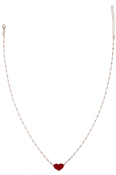 Collana Prega&Ama in argento925 con cuore smaltato rosso - cod.61070