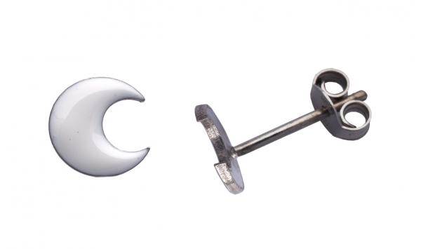 Orecchini Prega&ama in argento925 luna smaltata bianca cod.63120