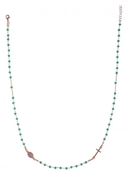 Girocollo rosario Prega&Ama in argento925 con pietreverdi ROSE'