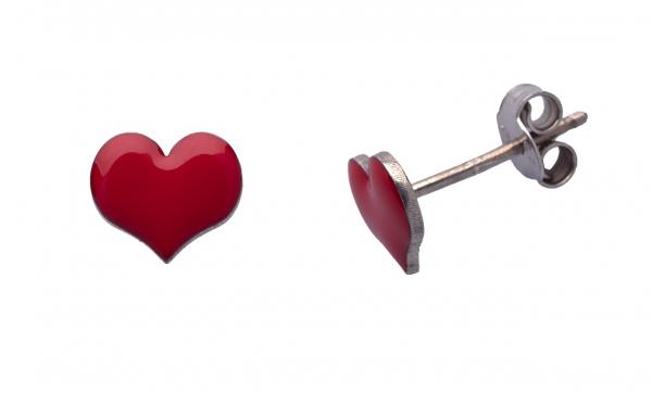 Orecchini Prega&Ama in argento925 cuore smaltato rosso cod.63108