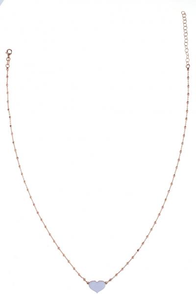 Collana Prega&Ama in argento925 con cuore smaltato bianco - cod.61071