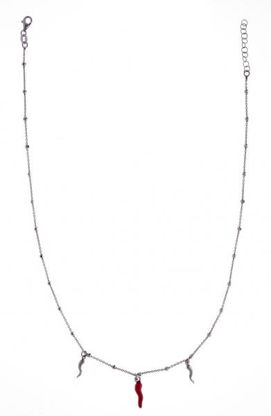 Girocollo Prega&Ama in argento925 con cornetto smaltato rosso - cod.61200