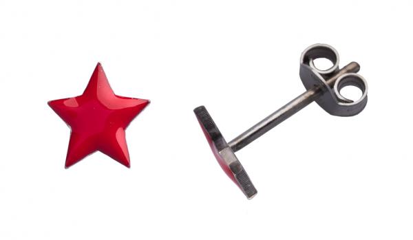 Orecchini Prega&Ama in argento925 stella smaltata rossa cod.63114