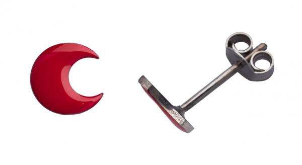 Orecchini Prega&Ama in argento925 luna smaltata rossa cod.63118