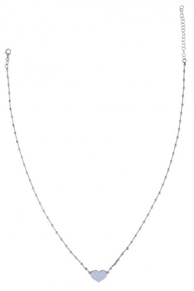 Collana Prega&Ama in argento925 con cuore smaltato bianco - cod.61068