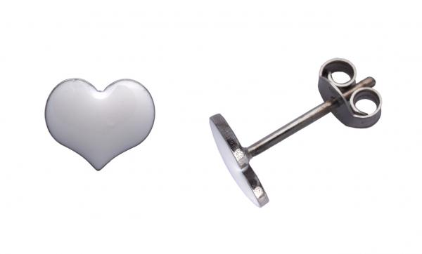 Orecchini Prega&Ama in argento925 cuore smaltato bianco cod.63107